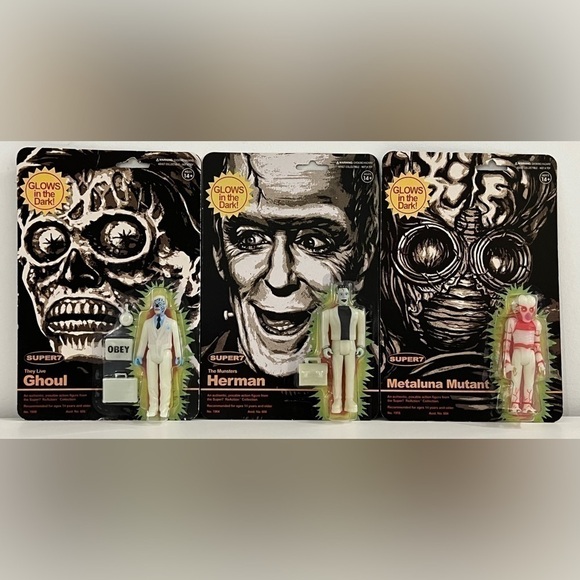 Super7 ReAction Collection Lot of 3 Glow In The Dark Figures 2023 - Picture 1 of 9